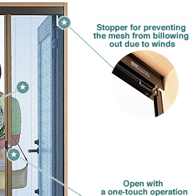 Stopper for preventing the mesh from billowing out due to winds